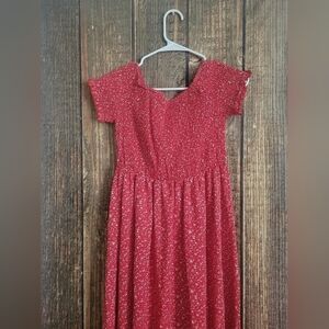 NWT- Red & White Floral Off Shoulder Dress- Maxi length